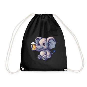 Elephant Pixel Beer - Drawstring Bag - black - Front