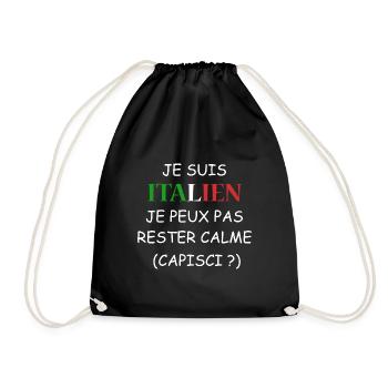 je suis italien je pe pas rester calme capisci - Sac de sport léger - noir - Devant