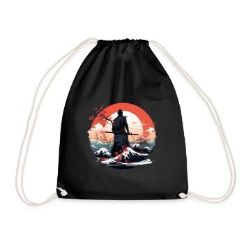 Samurai With Katana - Drawstring Bag - black - Front