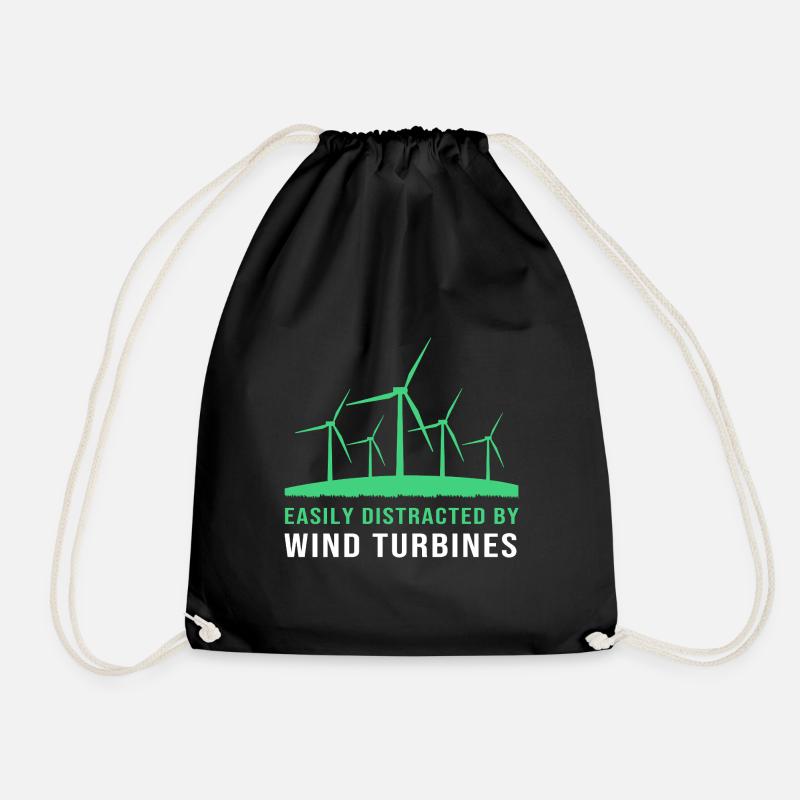 Windkraft Windrad Windenergie - Turnbeutel - Schwarz
