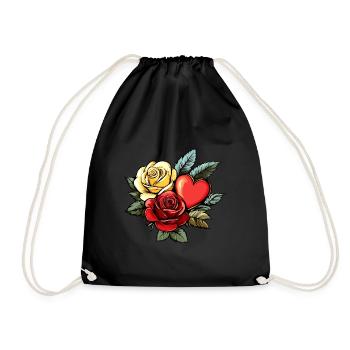 Rose Herz Liebe Valentinstag - Turnbeutel - Schwarz - Vorne