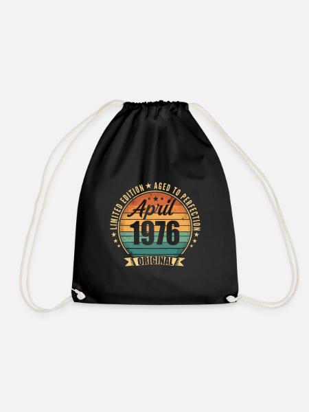 Vintage-Retro-Geburtstagsgeschenk aus dem April 1976 - Turnbeutel - Schwarz
