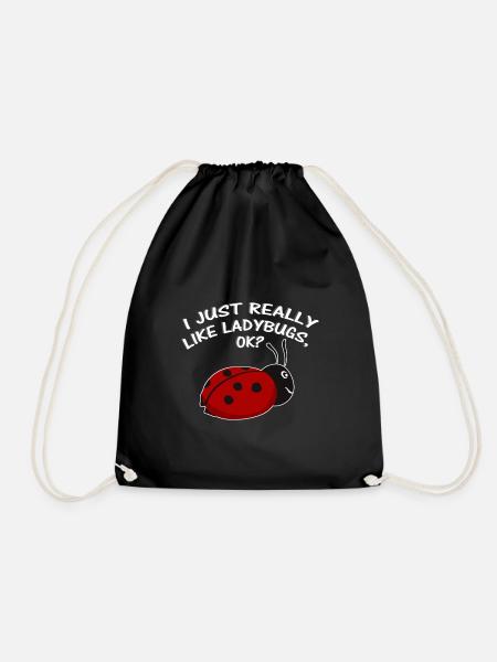 Ladybug lucky lucky beetle ladybug saying - Drawstring Bag - black