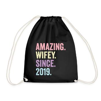 Amazing Wifey Since 2019 - Drawstring Bag - black - Front