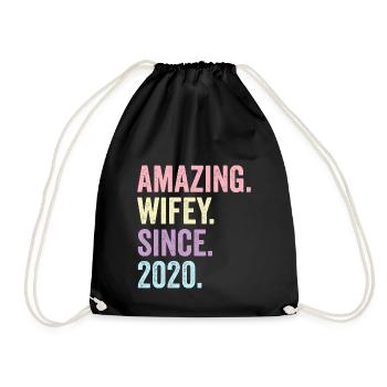 Amazing Wifey Since 2020 - Drawstring Bag - black - Front