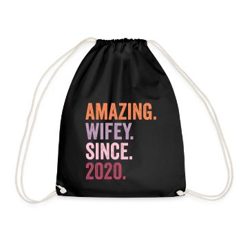 Amazing Wifey Since 2020 - Drawstring Bag - black - Front