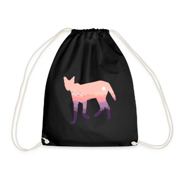 Serval cat - Drawstring Bag - black - Front