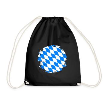 Bavaria Flag Used Look Bavarian Flag Vintage - Drawstring Bag - black - Front