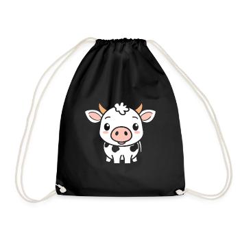 cow - Drawstring Bag - black - Front