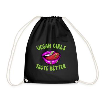 Vegan Girls taste better Graphic - Drawstring Bag - black - Front