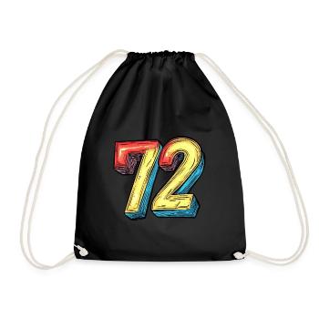 72 Zahl Bunt - Turnbeutel - Schwarz - Vorne