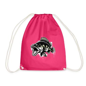 Zander Angeln Raubfisch Fisch - Turnbeutel - Fuchsia - Vorne
