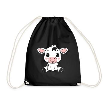 cow - Drawstring Bag - black - Front