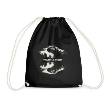 Preserve & Protect Beaver Forest Animal Nature Trees - Drawstring Bag - black - Front