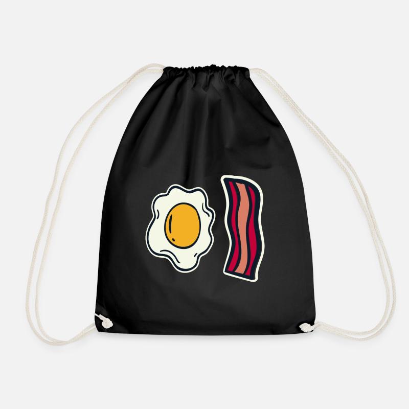 Egg and bacon - Drawstring Bag - black