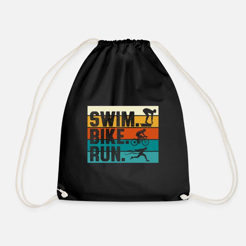 Swim Bike Run Triathlon - Drawstring Bag - black