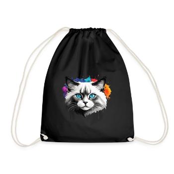 Ragdoll chat mignon mignon aquarelle peinture éclaboussure - Sac de sport léger - noir - Devant