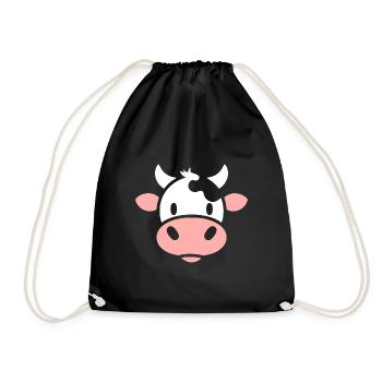 cow - Drawstring Bag - black - Front