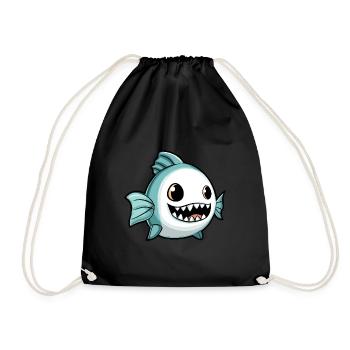 Piranha Fische Halloween Comic Geist - Turnbeutel - Schwarz - Vorne