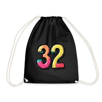 32 Number Colorful - Drawstring Bag - black - Front