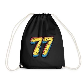 77 Zahl Bunt - Turnbeutel - Schwarz - Vorne