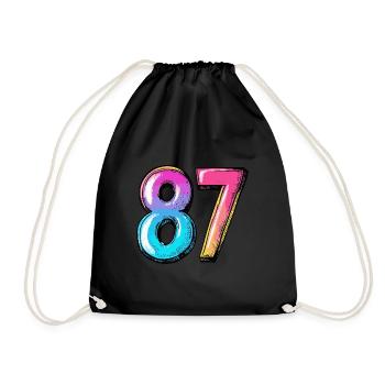 87 Zahl Bunt - Turnbeutel - Schwarz - Vorne