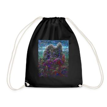 Mountain Impressionism Embroidery Painting - Drawstring Bag - black - Front