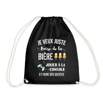 je veux juste console et boire de la bière - Sac de sport léger - noir - Devant