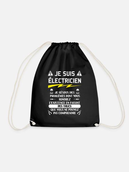 tee shirt humour électricien - Sac de sport léger - noir