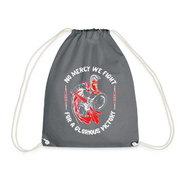 NO MERCY WE FIGHT, Warrior, Kämpfer, Statement - Turnbeutel - Grau - Vorne