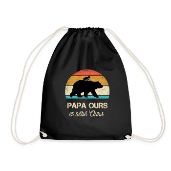 daddy bear little bear - Drawstring Bag - black - Front