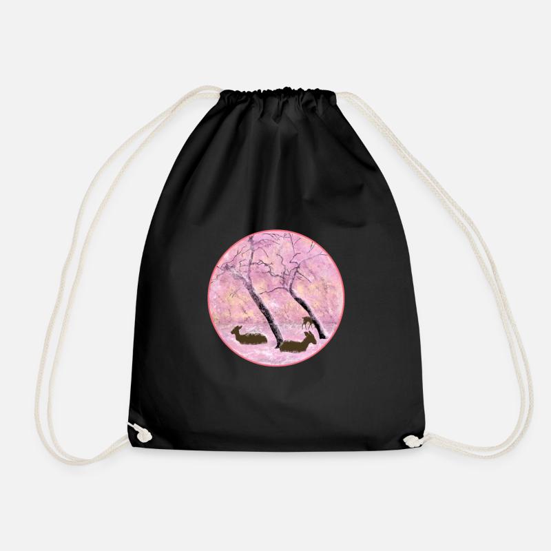 Japanese cherry blossoms woman - Drawstring Bag - black
