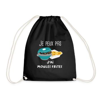 Je peux pas j'ai moules frites - Sac de sport léger - noir - Devant