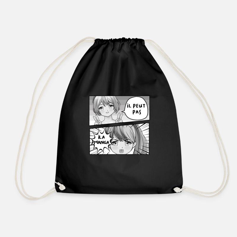 Er kann nicht, er hat Manga!!! - Turnbeutel - Schwarz