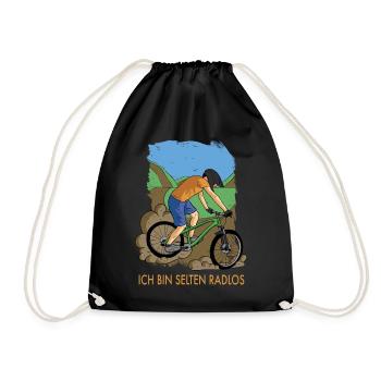 MTB Fahrer Mountainbike Ich Bin Selten Radlos - Turnbeutel - Schwarz - Vorne