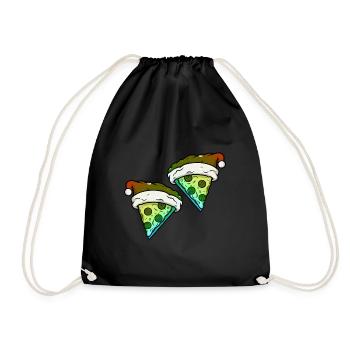 Pizza Christmas Comic Funny - Drawstring Bag - black - Front