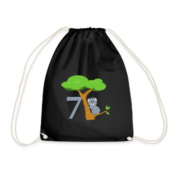 Mignon ours koala avec arbre - 7ème anniversaire - Sac de sport léger - noir - Devant