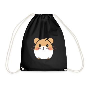 Cute Humor Little Hamster - Drawstring Bag - black - Front