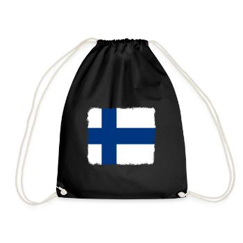 Finland Flag Suomi Finnish Flag Used Look - Drawstring Bag - black - Front
