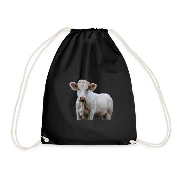 Luusige Cow Cow Head Farmer Gift - Drawstring Bag - black - Front