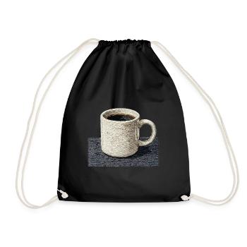 Bestickte Tasse Filterkaffee, langsamer Kaffee (gedruckt) - Turnbeutel - Schwarz - Vorne