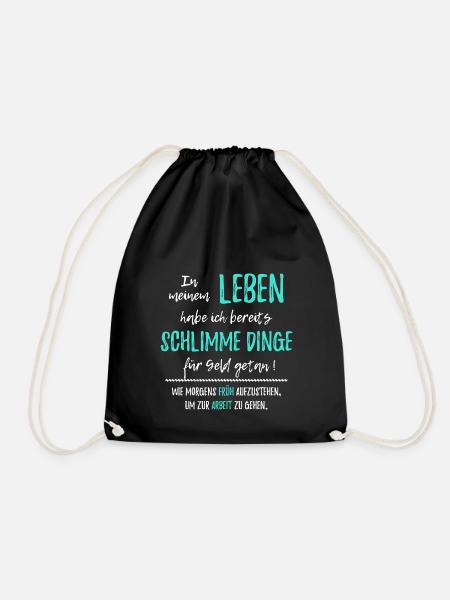 Aufstehen Arbeit lustige Sprüche Büro Morgenmuffel - Turnbeutel - Schwarz