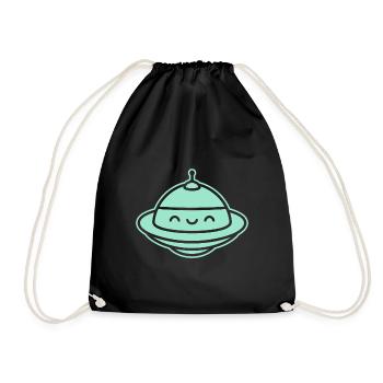 flying saucer - Drawstring Bag - black - Front