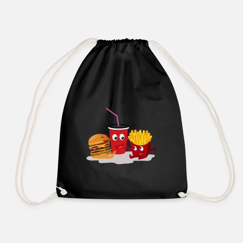 Burger frites et coca - Sac de sport léger - noir