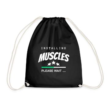 Installing Muscles – Lustiges Bodybuilding T-Shirt - Turnbeutel - Schwarz - Vorne