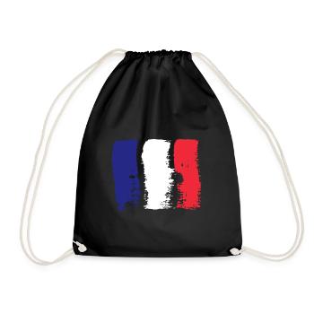Frankreich Flagge Used Look Französische Fahne - Turnbeutel - Schwarz - Vorne