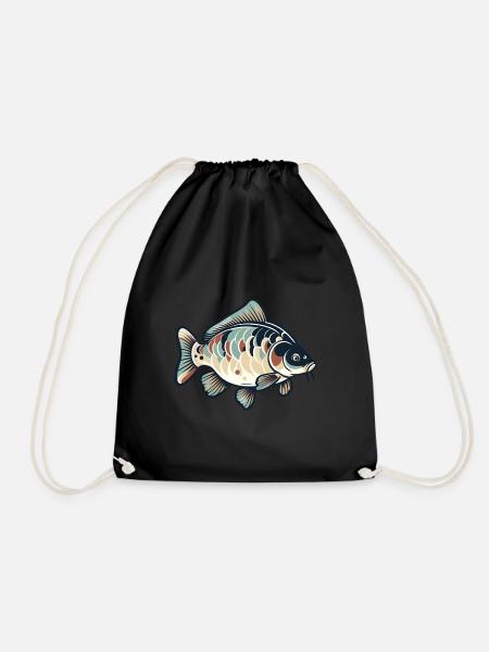 Karpfen Angeln Fisch - Turnbeutel - Schwarz