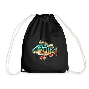 perche, perche, poisson, pêche - Sac de sport léger - noir - Devant
