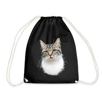 Original - Katzen Portrait - Turnbeutel - Schwarz - Vorne
