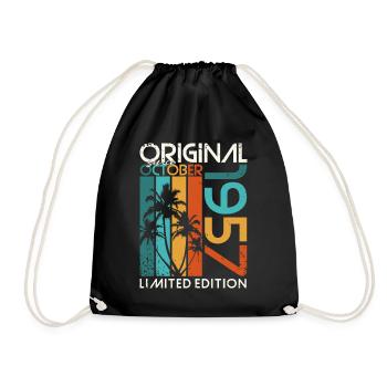 Octobre 1957 Cadeau d’anniversaire de naissance - Sac de sport léger - noir - Devant